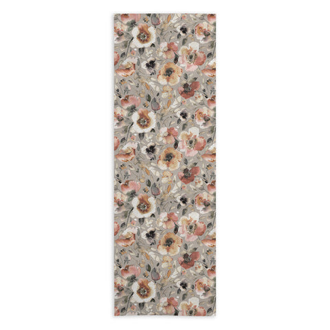 Ninola Design Artistic Poppies Neutral Grey Yoga Towel