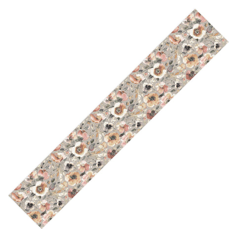Ninola Design Artistic Poppies Neutral Grey Table Runner