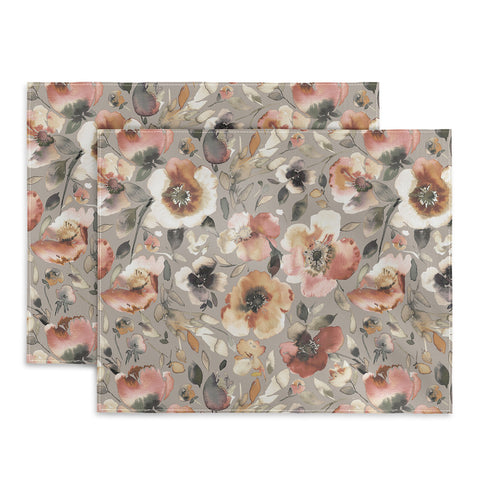 Ninola Design Artistic Poppies Neutral Grey Placemat