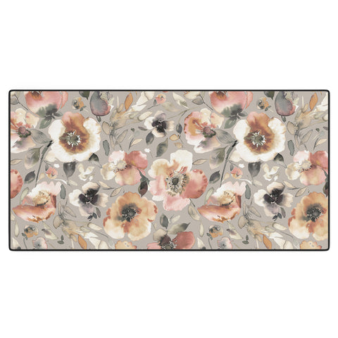 Ninola Design Artistic Poppies Neutral Grey Desk Mat