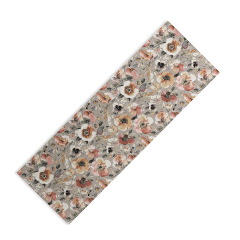 Ninola Design Artistic Poppies Neutral Grey Yoga Mat