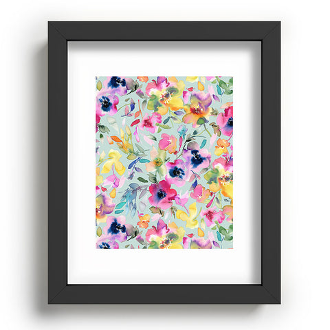 Ninola Design Artistic Summer Floral Color Recessed Framing Rectangle