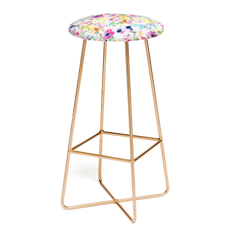 Ninola Design Artistic Summer Floral Color Bar Stool