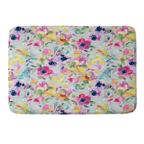 Ninola Design Artistic Summer Floral Color Memory Foam Bath Mat