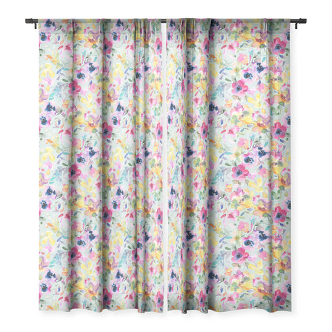Ninola Design Artistic Summer Floral Color Sheer Window Curtain