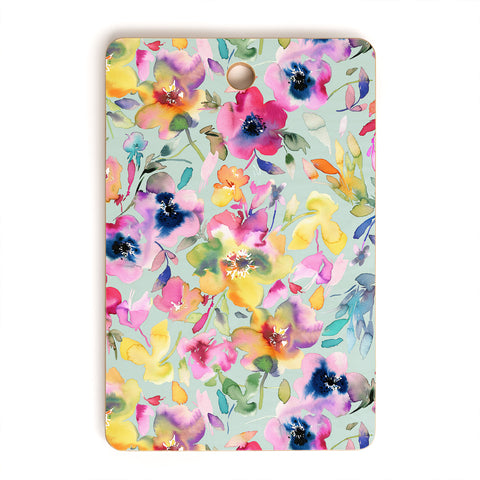 Ninola Design Artistic Summer Floral Color Cutting Board Rectangle