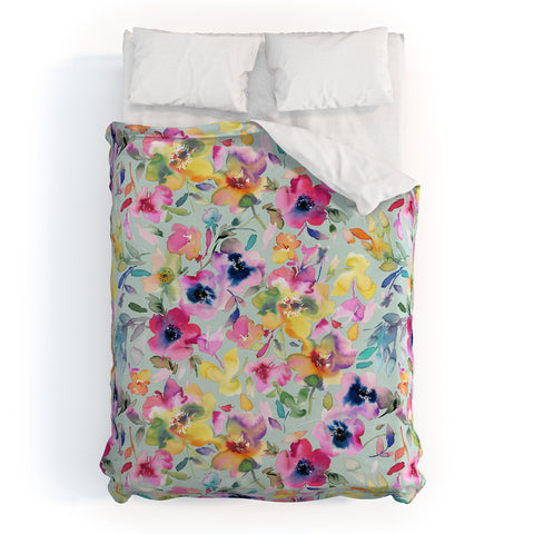 Ninola Design Artistic Summer Floral Color Duvet Cover