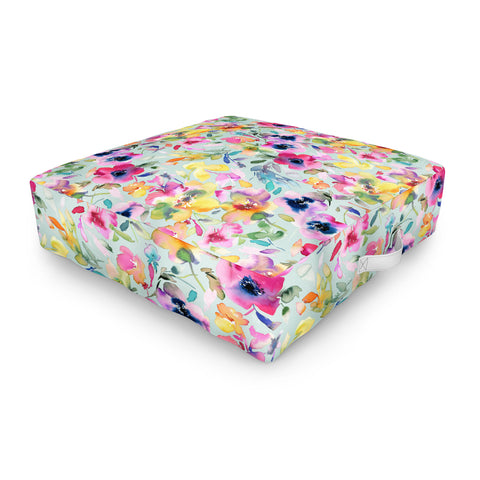 Ninola Design Artistic Summer Floral Color Outdoor Floor Cushion