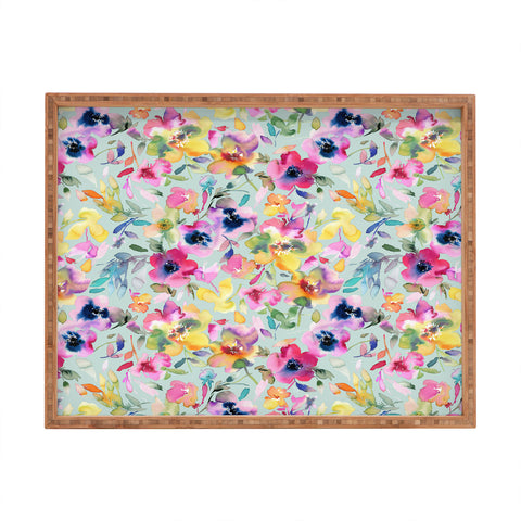 Ninola Design Artistic Summer Floral Color Rectangular Tray