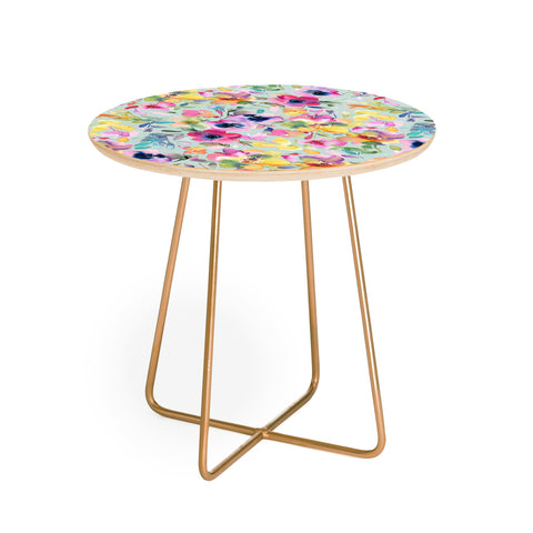 Ninola Design Artistic Summer Floral Color Round Side Table