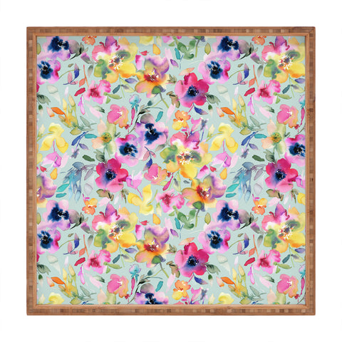 Ninola Design Artistic Summer Floral Color Square Tray