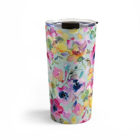 Ninola Design Artistic Summer Floral Color Travel Mug