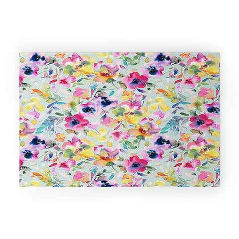 Ninola Design Artistic Summer Floral Color Welcome Mat