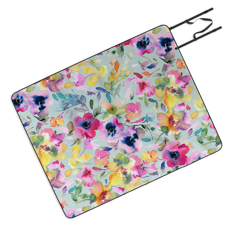 Ninola Design Artistic Summer Floral Color Picnic Blanket