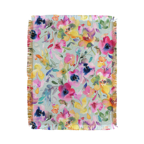 Ninola Design Artistic Summer Floral Color Throw Blanket