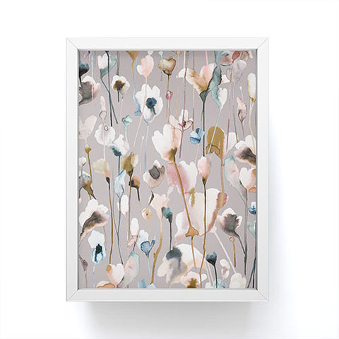 Ninola Design Artistic Wild Flowers Winter Neutral Framed Mini Art Print