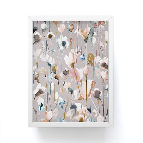 Ninola Design Artistic Wild Flowers Winter Neutral Framed Mini Art Print