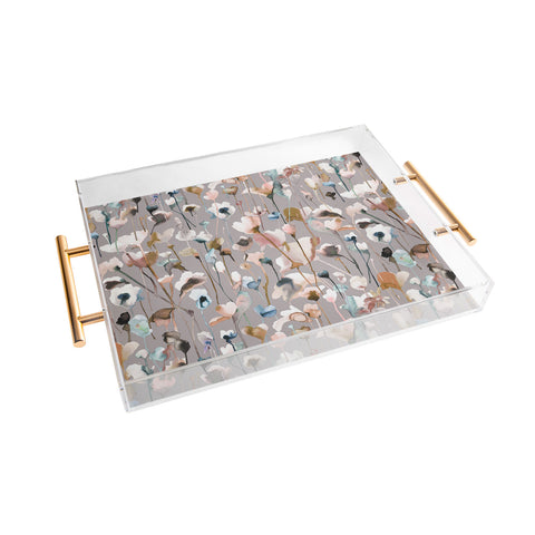 Ninola Design Artistic Wild Flowers Winter Neutral Acrylic Tray
