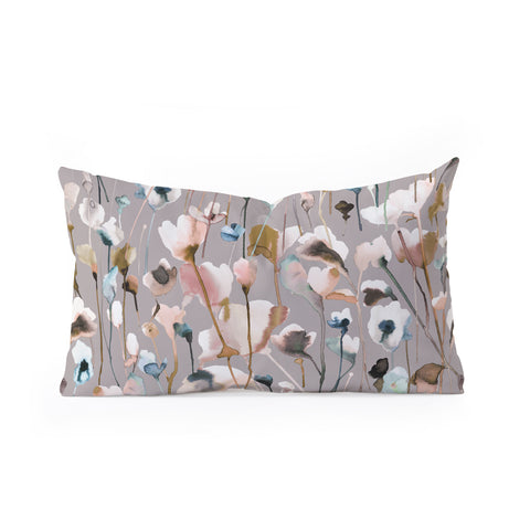 Ninola Design Artistic Wild Flowers Winter Neutral Oblong Throw Pillow