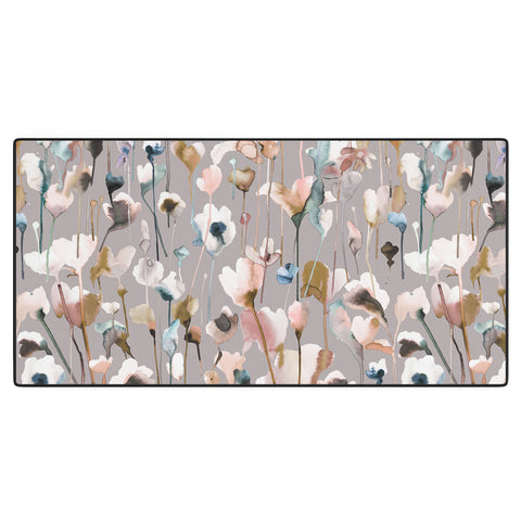 Ninola Design Artistic Wild Flowers Winter Neutral Desk Mat