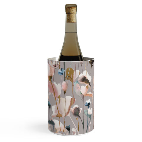 Ninola Design Artistic Wild Flowers Winter Neutral Wine Chiller