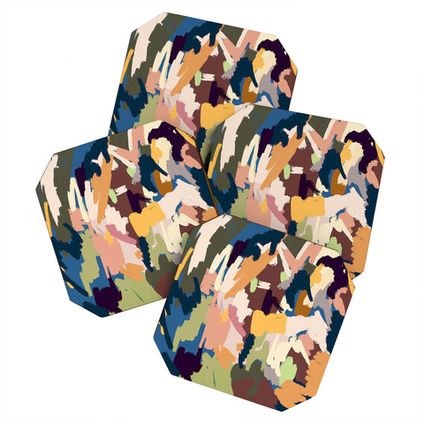 Ninola Design Artsy Mineral Landscape Blue Coaster Set