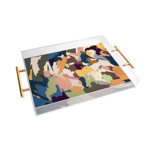 Ninola Design Artsy Mineral Landscape Blue Acrylic Tray