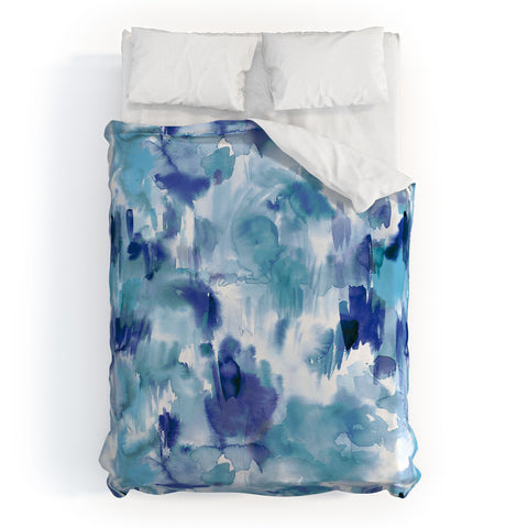 Ninola Design Artsy Painterly Texture Blue Duvet Cover