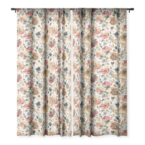 Ninola Design Artsy Poppies Gold Renaisance Sheer Non Repeat