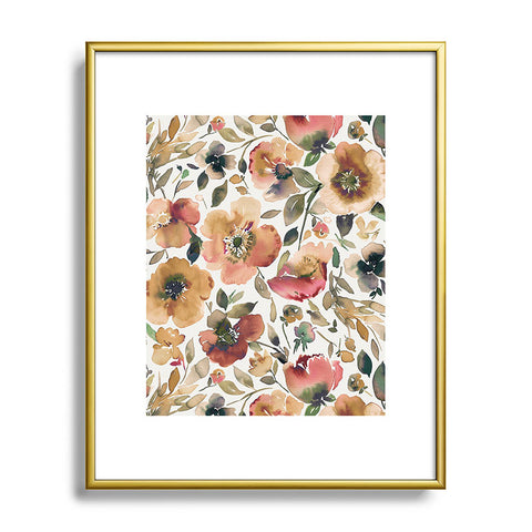 Ninola Design Artsy Poppies Gold Renaisance Metal Framed Art Print