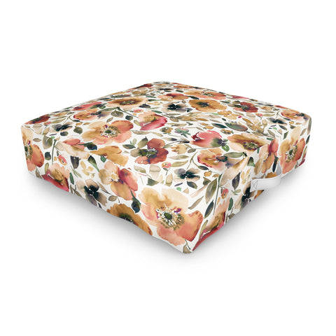 Ninola Design Artsy Poppies Gold Renaisance Outdoor Floor Cushion