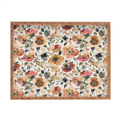 Ninola Design Artsy Poppies Gold Renaisance Rectangular Tray