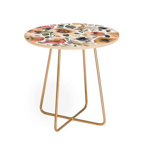 Ninola Design Artsy Poppies Gold Renaisance Round Side Table