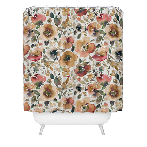 Ninola Design Artsy Poppies Gold Renaisance Shower Curtain