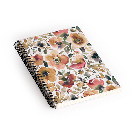Ninola Design Artsy Poppies Gold Renaisance Spiral Notebook