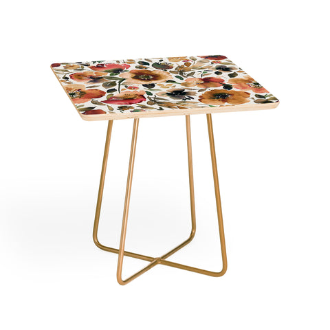 Ninola Design Artsy Poppies Gold Renaisance Side Table