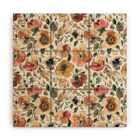 Ninola Design Artsy Poppies Gold Renaisance Wood Wall Mural