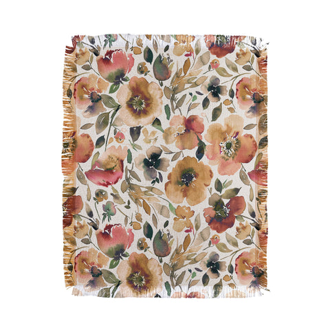 Ninola Design Artsy Poppies Gold Renaisance Throw Blanket