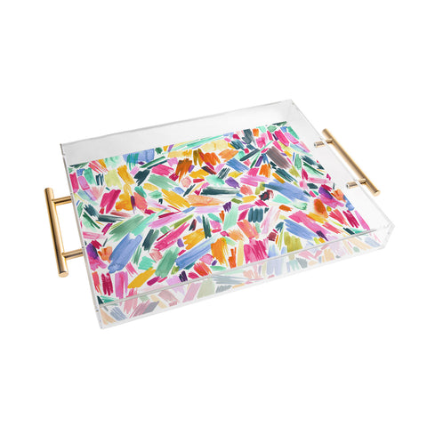 Ninola Design Artsy Strokes Tropical Pink Acrylic Tray