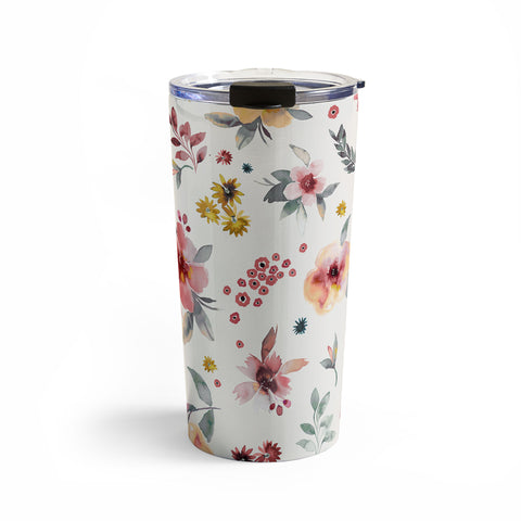Ninola Design Autumn floral Red holiday Travel Mug