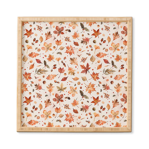 Ninola Design Autumn Leaves Watercolor Ginger Gold Framed Wall Art