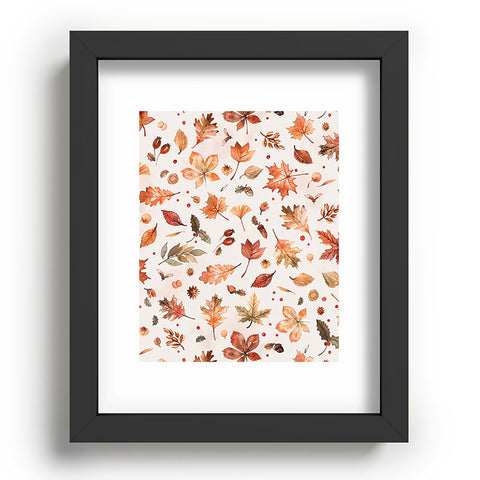Ninola Design Autumn Leaves Watercolor Ginger Gold Recessed Framing Rectangle