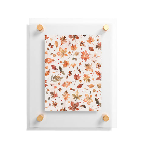 Ninola Design Autumn Leaves Watercolor Ginger Gold Floating Acrylic Print