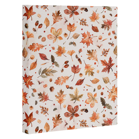 Ninola Design Autumn Leaves Watercolor Ginger Gold Art Canvas