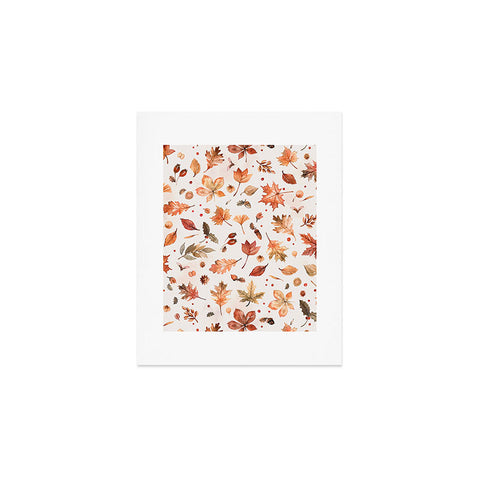 Ninola Design Autumn Leaves Watercolor Ginger Gold Art Print