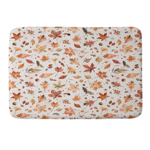 Ninola Design Autumn Leaves Watercolor Ginger Gold Memory Foam Bath Mat