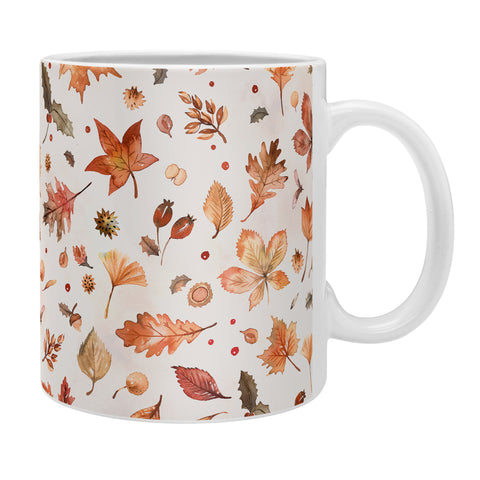 Ninola Design Autumn Leaves Watercolor Ginger Gold Coffee Mug