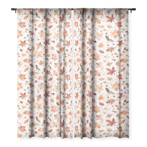 Ninola Design Autumn Leaves Watercolor Ginger Gold Sheer Non Repeat
