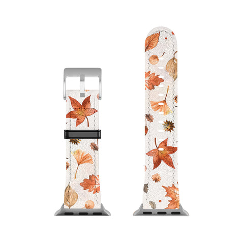 Ninola Design Autumn Leaves Watercolor Ginger Gold Apple Watch Band