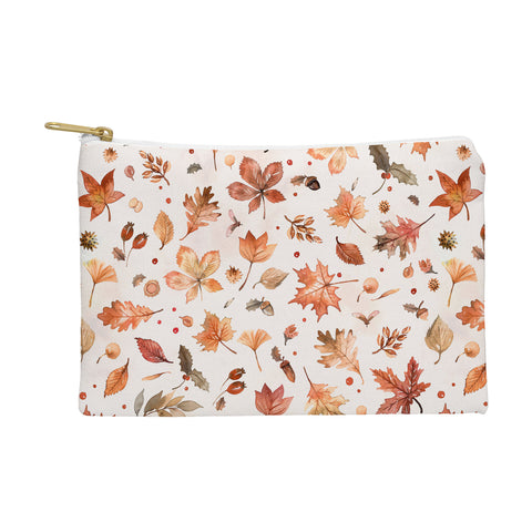 Ninola Design Autumn Leaves Watercolor Ginger Gold Pouch